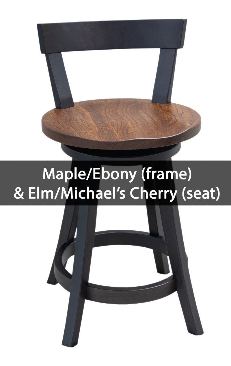 24" Temple Swivel Bar Chair with Wood Seat