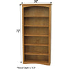 Seattle Solid Wood Bookcase, 72"